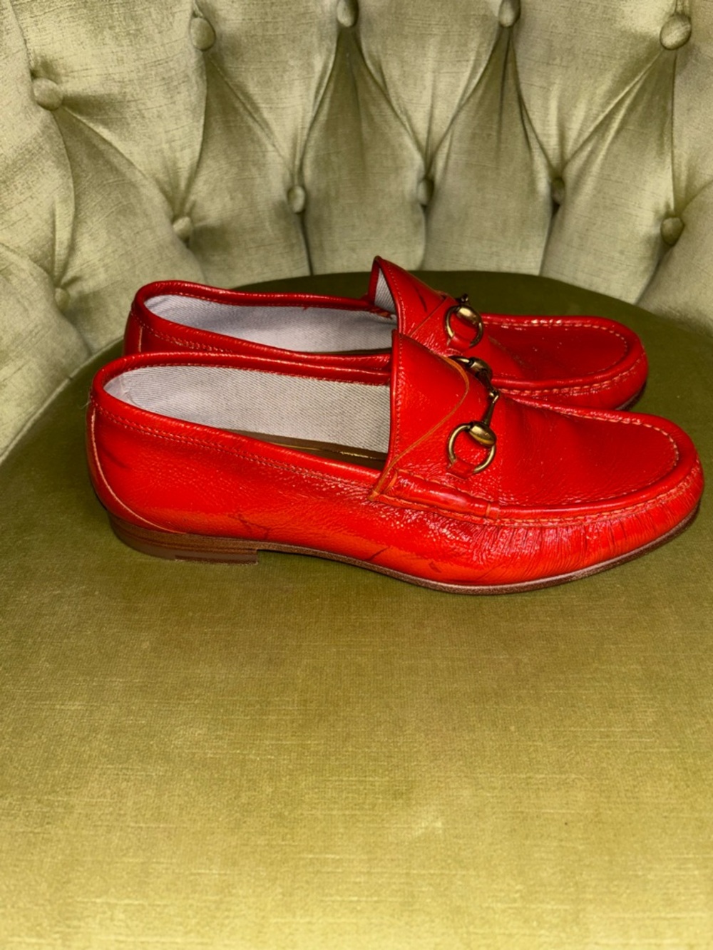 Authentic Gucci 1953 Pumpkin Patent Leather Mens Loafer Size 8 - Picture 4 of 11